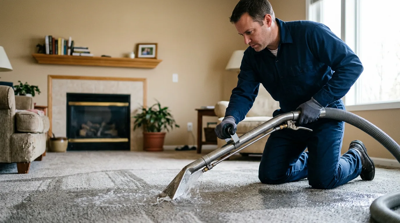 Water damage restoration technician working near Harbert, MI